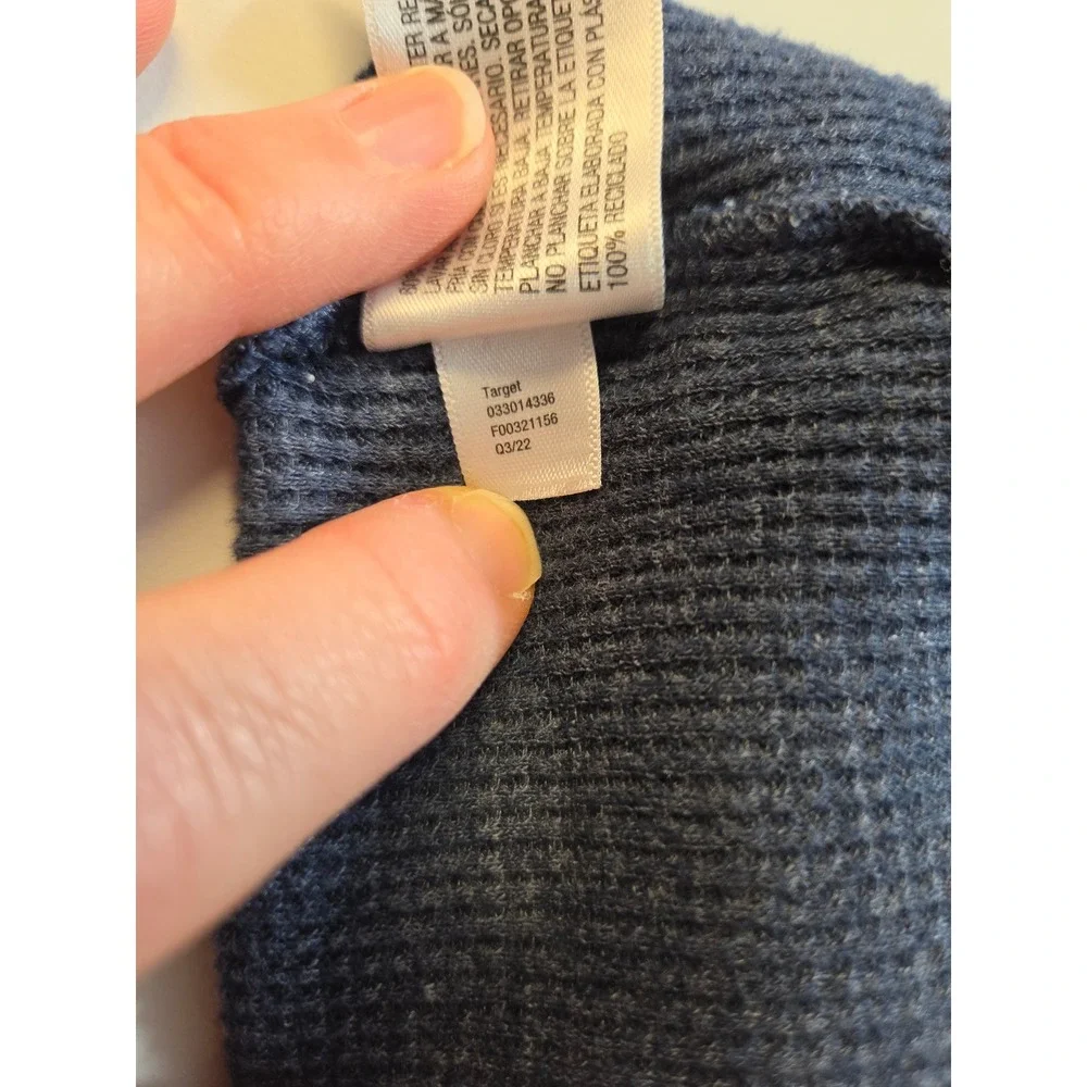 Cat & Jack Boys Mustard Yellow Blue Colorblock Waffle Knit Thermal Shirt 18M